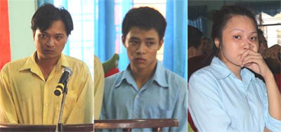 Bị cáo Lê Ngọc Minh, Lê Văn Như Chí và kiều nữ Trần Thị Chung Bị cáo Lê Ngọc Minh, Lê Văn Như Chí và kiều nữ Trần Thị Chung