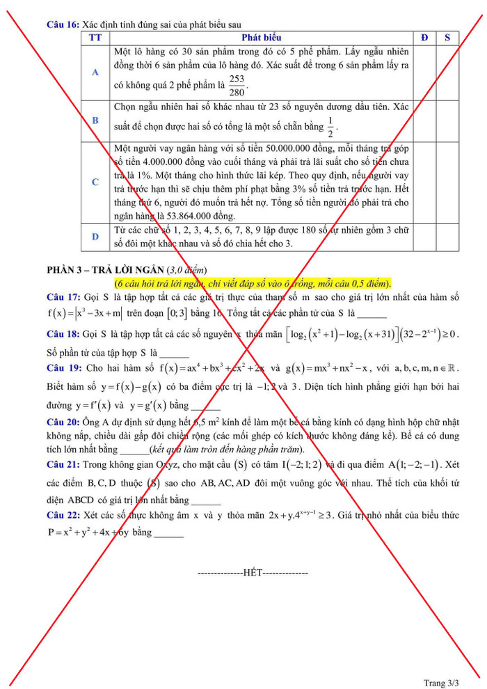 Hình ảnh đề Toán đang lan truyền trên mạng xã hội Hình ảnh đề Toán đang lan truyền trên mạng xã hội