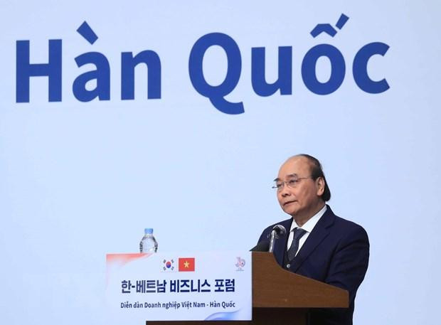 Chủ tịch nước Nguyễn Xuân Phúc dự Diễn đàn Doanh nghiệp Việt Nam-Hàn Quốc. (Ảnh: Thống Nhất/TTXVN) Chủ tịch nước Nguyễn Xuân Phúc dự Diễn đàn Doanh nghiệp Việt Nam-Hàn Quốc. (Ảnh: Thống Nhất/TTXVN)