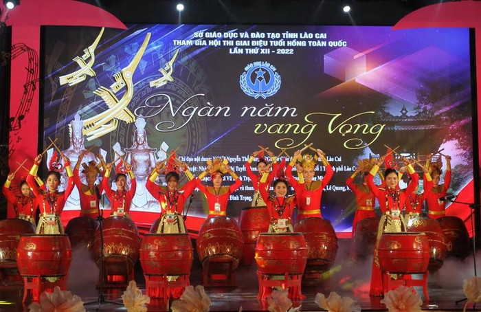 Một tiết mục dự thi của đoàn học sinh Lào Cai (Nguồn: Bộ Giáo dục và Đào tạo). Một tiết mục dự thi của đoàn học sinh Lào Cai (Nguồn: Bộ Giáo dục và Đào tạo).