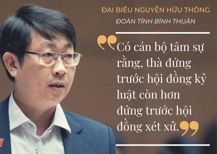 Tại phiên thảo luận về tình hình kinh tế - xã hội ngày 27/10, Kỳ họp 4, Quốc hội khóa XV, Đại biểu Nguyễn Hữu Thông (đoàn Bình Thuận) nêu ý kiến về thực trạng bất an, sợ sai, sợ trách nhiệm của một bộ phận cán bộ. Ảnh: Báo Kinh tế và Đô thị Tại phiên thảo luận về tình hình kinh tế - xã hội ngày 27/10, Kỳ họp 4, Quốc hội khóa XV, Đại biểu Nguyễn Hữu Thông (đoàn Bình Thuận) nêu ý kiến về thực trạng bất an, sợ sai, sợ trách nhiệm của một bộ phận cán bộ. Ảnh: Báo Kinh tế và Đô thị