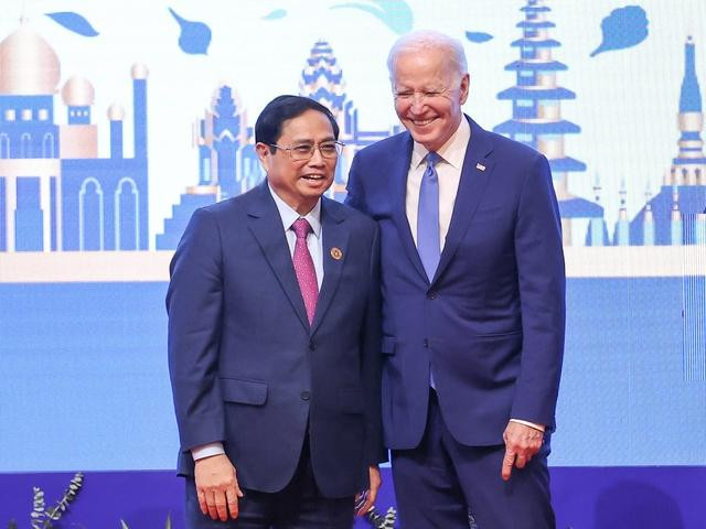 Thủ tướng Chính phủ Phạm Minh Chính và Tổng thống Hoa Kỳ Joe Biden - Ảnh: VGP/Nhật Bắc Thủ tướng Chính phủ Phạm Minh Chính và Tổng thống Hoa Kỳ Joe Biden - Ảnh: VGP/Nhật Bắc