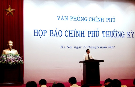 Họp báo Chính phủ chiều 27/9 (Ảnh: Tuấn Nam) Họp báo Chính phủ chiều 27/9 (Ảnh: Tuấn Nam)