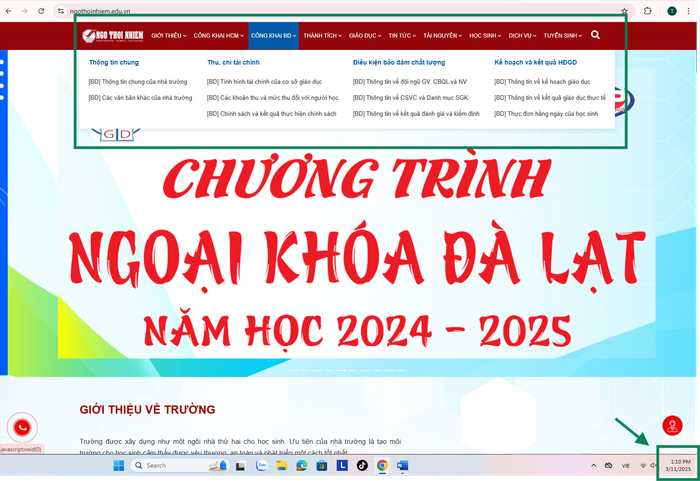 Ngày 11/3, website nhà trường đã có mục công khai của cơ sở Bình Dương và đăng biểu mẫu (theo thông tư 36/2017/TT-BGDĐT) Ảnh chụp màn hình ngày 11/3/2025 Ngày 11/3, website nhà trường đã có mục công khai của cơ sở Bình Dương và đăng biểu mẫu (theo thông tư 36/2017/TT-BGDĐT) Ảnh chụp màn hình ngày 11/3/2025