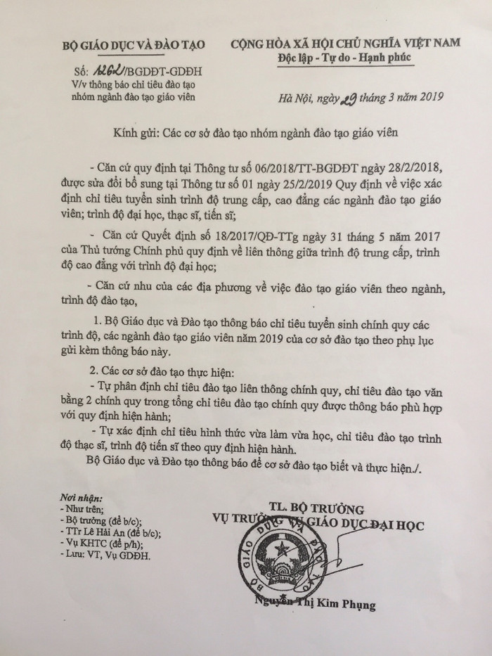 Từ năm 2019 trở về trước Bộ Giáo dục và Đào tạo vẫn giao chỉ tiêu cho các trường trung cấp, cao đẳng sư phạm (Ảnh: Tư liệu)