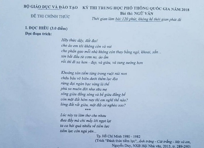Nhận xét về đề thi môn ngữ Văn năm nay ảnh 2 Nhận xét về đề thi môn ngữ Văn năm nay ảnh 2