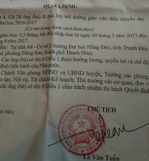 Quyết định của Chủ tịch Uỷ ban nhân dân huyện Ngọc Lặc, tỉnh Thanh Hóa (ảnh bạn đọc cung cấp). Quyết định của Chủ tịch Uỷ ban nhân dân huyện Ngọc Lặc, tỉnh Thanh Hóa (ảnh bạn đọc cung cấp).
