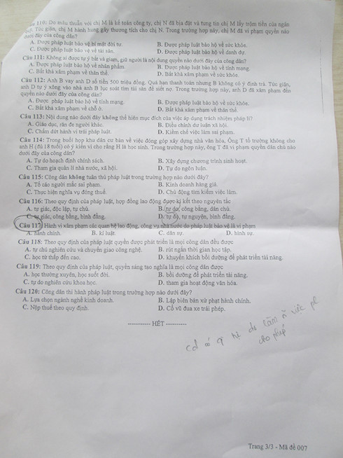 Đề thi thử môn Giáo dục công dân (Ảnh: vov.vn) Đề thi thử môn Giáo dục công dân (Ảnh: vov.vn)