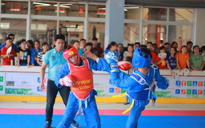 Sinh viên miền Bắc tranh tài Giải vô địch Vovinam 2017 vào sáng 2/6 (Ảnh: Vân Anh)