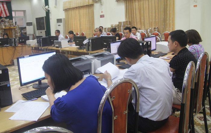 Khu vực chấm thi trắc nghiệm của Thủ đô đặt tại Sở Giáo dục và Đào tạo Hà Nội (Ảnh: Thùy Linh) Khu vực chấm thi trắc nghiệm của Thủ đô đặt tại Sở Giáo dục và Đào tạo Hà Nội (Ảnh: Thùy Linh)