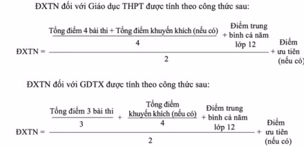 Công thức tính điểm tốt nghiệp trung học phổ thông
