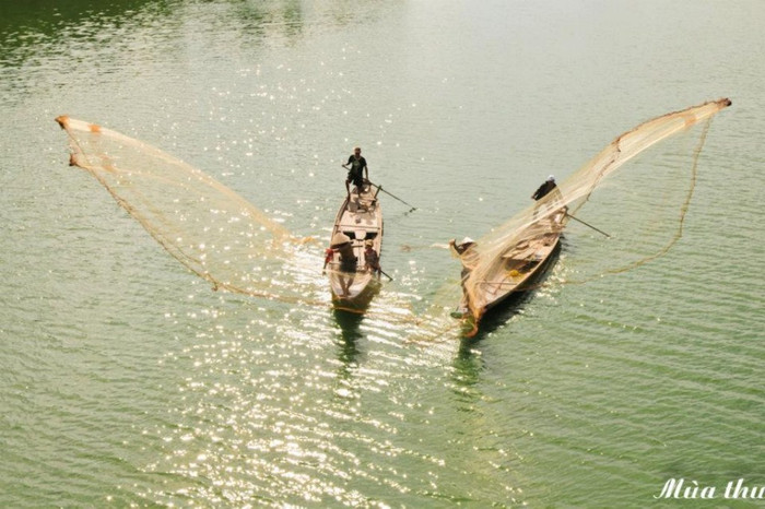 Đôi thuyền song song sóng sánh nước Đôi thuyền song song sóng sánh nước