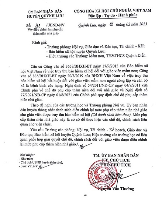 Các công văn về việc điều chỉnh phụ cấp thâm niên nhà giáo. Ảnh: GVCC GDVN_2.jpg