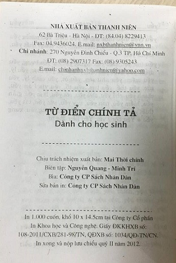 Đã tái bản 1.000 cuốn “Từ điển chính tả... sai chính tả" ảnh 2 Đã tái bản 1.000 cuốn “Từ điển chính tả... sai chính tả" ảnh 2
