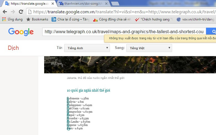 Bảng xếp hạng “10 quốc gia ngắn nhất thế giới” trên Telegraph.co.uk (Ảnh chụp màn hình) Bảng xếp hạng “10 quốc gia ngắn nhất thế giới” trên Telegraph.co.uk (Ảnh chụp màn hình)