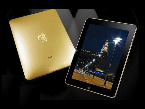 iPad Supreme Gold Edition Giá: 192.000 USD Đây là một trong những chiếc iPad siêu sang được chế tác hoàn toàn bằng vàng và kim cương. Nhà thiết kế Hughes đã tạo cho thân máy vỏ bọc 2,1kg vàng 22 carat cùng với 53 viên kim cương 25,5 carat loại đặc biệt. Logo Apple mặt sau cũng được đính những viên kim cương sáng lấp lánh. Để đảm bảo tính độc quyền, nhà sản xuất chỉ tạo ra 10 chiếc iPad Supreme trên thế giới.