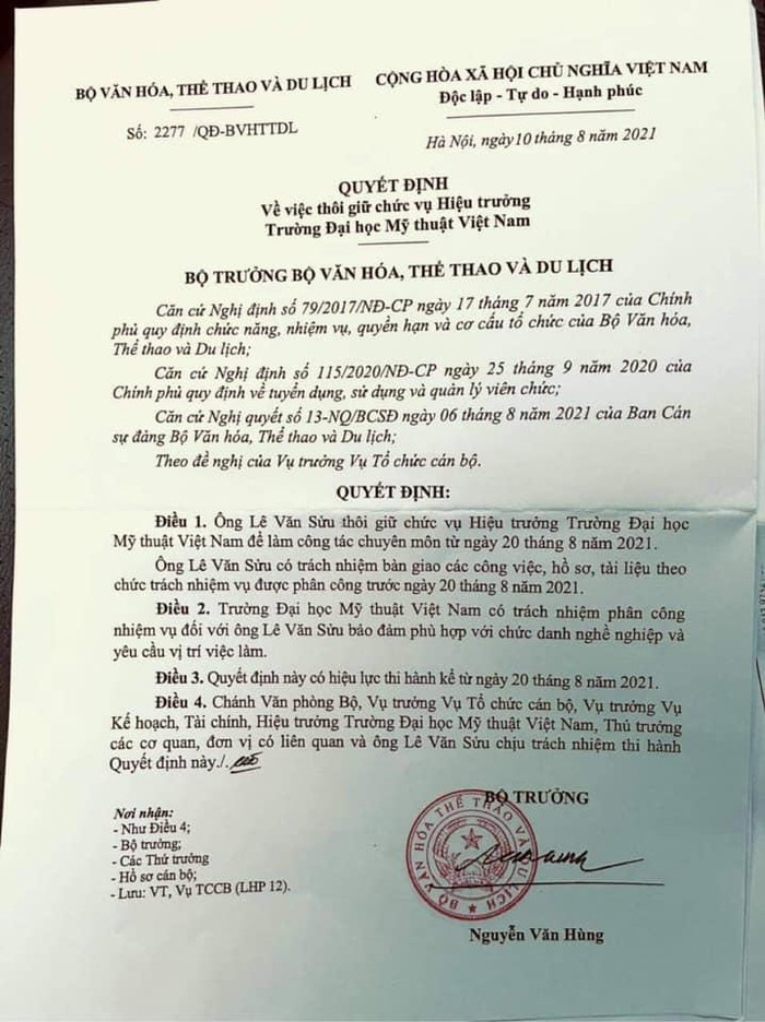 Văn bản của Bộ Văn hóa, Thể thao và Du lịch Văn bản của Bộ Văn hóa, Thể thao và Du lịch