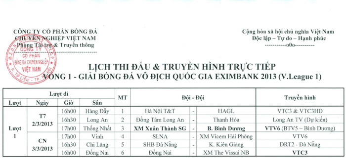 Chiều nay, V-League sẽ chính thức khởi tranh với những cặp đấu hết sức hấp dẫn, Giáo dục Việt Nam sẽ liên tục cập nhật kết quả các trận đấu của vòng 1 đến đông đảo bạn đọc. Chiều nay, V-League sẽ chính thức khởi tranh với những cặp đấu hết sức hấp dẫn, Giáo dục Việt Nam sẽ liên tục cập nhật kết quả các trận đấu của vòng 1 đến đông đảo bạn đọc.