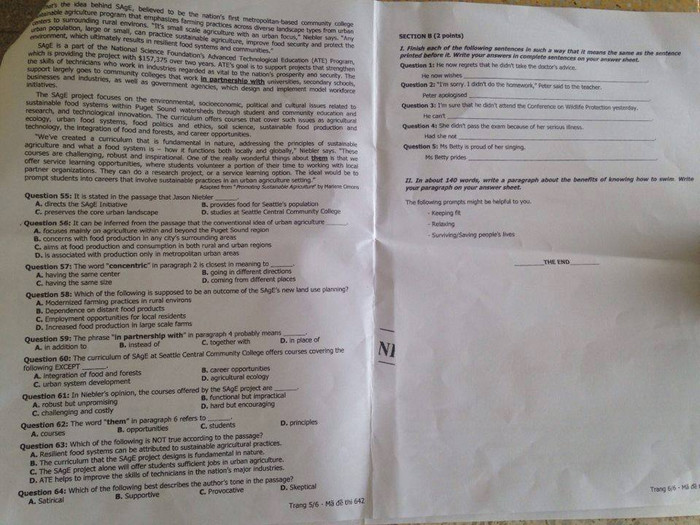 Đề thi môn Tiếng Anh mã đề 642 (Ảnh: Thu Ngà)