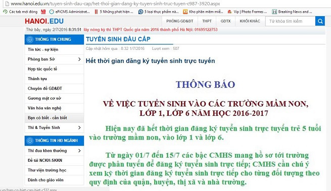 Hà Nội nhận hồ sơ tuyển sinh đầu cấp đến hết ngày 15/7 ảnh 2