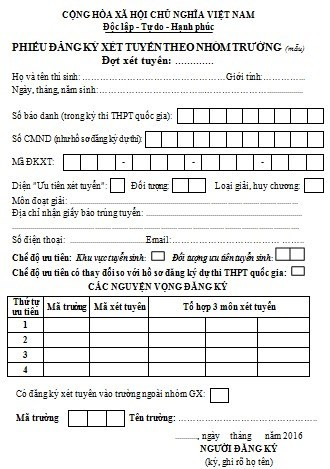 Cách điền thông tin vào phiếu Đăng ký xét tuyển vào nhóm GX ảnh 1 Cách điền thông tin vào phiếu Đăng ký xét tuyển vào nhóm GX ảnh 1