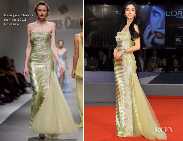 Xuất hiện trong lễ khai mạc LHP cùng chiếc đầm màu xanh lá mềm mại.