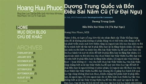 Bài viết Dương Trung Quốc - Bốn điều sai năm cũ đăng trên blog được cho là của ĐBQH Hoàng Hữu Phước. Bài viết Dương Trung Quốc - Bốn điều sai năm cũ đăng trên blog được cho là của ĐBQH Hoàng Hữu Phước.