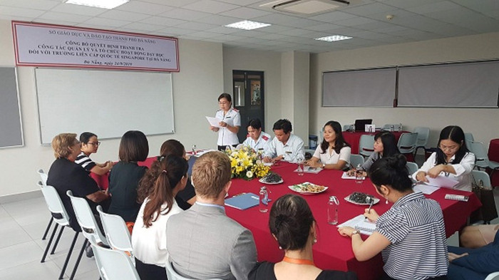 Sở Giáo dục và Đào tạo Đà Nẵng công bố quyết định thanh tra trường liên cấp quốc tế Singapore tại Đà Nẵng trong năm 2019. Ảnh trên giaoduc.net.vn