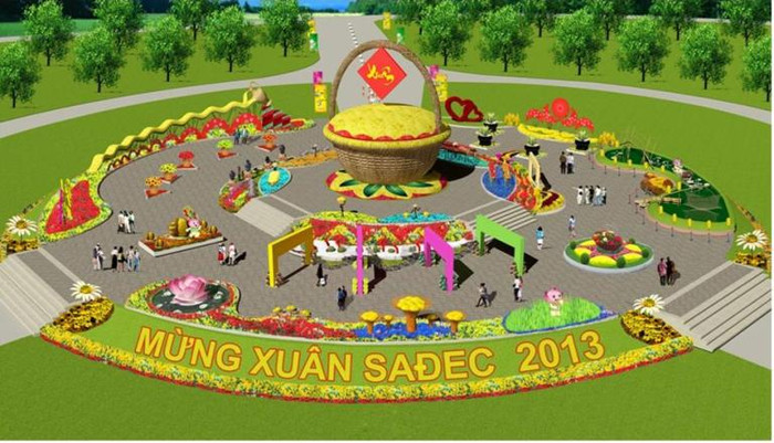 Mô hình quảng trường hoa - điểm nhấn Hội hoa Xuân Sa Đéc 2013 Mô hình quảng trường hoa - điểm nhấn Hội hoa Xuân Sa Đéc 2013