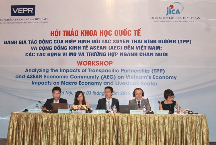 Viện Nghiên cứu Kinh tế và Chính sách (Đại học Quốc gia Hà Nội – VEPR) tổ chức hội thảo công bố nghiên cứu “Tác động của TTP và AEC lên nền kinh tế Việt Nam khía cạnh kinh tế vĩ mô và trường hợp ngành chăn nuôi". Viện Nghiên cứu Kinh tế và Chính sách (Đại học Quốc gia Hà Nội – VEPR) tổ chức hội thảo công bố nghiên cứu “Tác động của TTP và AEC lên nền kinh tế Việt Nam khía cạnh kinh tế vĩ mô và trường hợp ngành chăn nuôi".