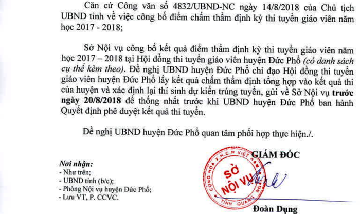 Kết quả chấm thẩm định lần 3 của sở Nội vụ Quảng Ngãi đã phát hiện nhiều sai sót tại Hội đồng thi tuyển giáo viên huyện Đức Phổ. Ảnh: AP