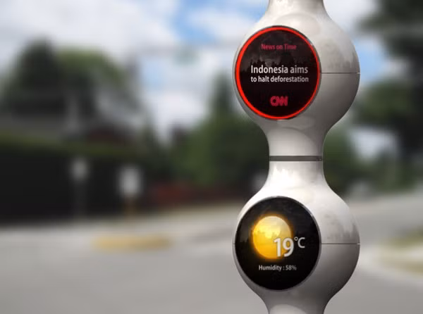 2. Mẫu đèn Droplet Traffic Light Droplet Traffic Lights là một concept sử dụng năng lượng mặt trời và gồm ba màn hình hiển thị với ba màu khác nhau cho biết các tin tức mới nhất, dự báo thời tiết,…Mặc dù mẫu đèn này đã đạt đến độ chuẩn song vẫn có một khuyết điểm nhỏ là những thông tin được hiển thị đôi khi sẽ làm người tham gia giao thông phân tán tư tưởng