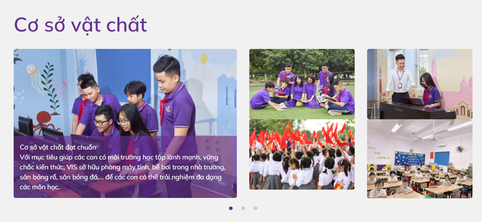 Thông tin về cơ sở vật chất qua đoạn giới thiệu "ngắn gọn". Ảnh chụp màn hình CSVC.png