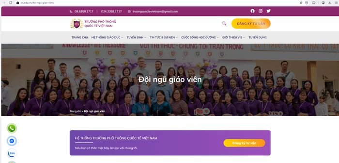 Thông tin về đội ngũ giáo viên trên website nhà trường. Ảnh chụp màn hình GV.png