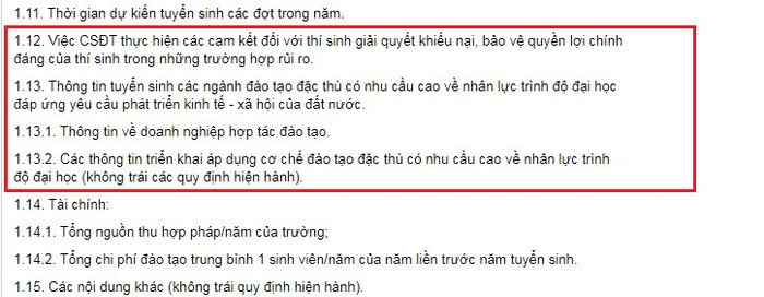 Các mục cần nêu trong đề án tuyển sinh theo Thông tư số 08/2022/TT-BGDĐT. 2.2.jpg