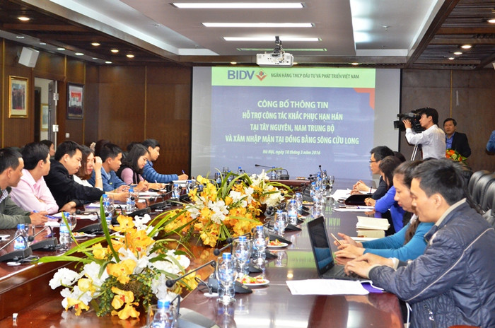 BIDV tổ chức họp báo công bố thông tin hỗ trợ khắc phục hạn hán - Ảnh H.Lực