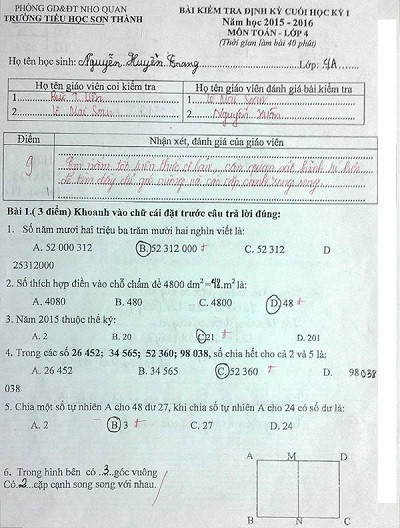 Để có lời nhận xét thường xuyên tới học sinh thì buộc giáo viên phải đọc kỹ bài của các em, phải hiểu rõ từng học sinh từ học tập tới các hoạt động ngoài giờ lên lớp. (Ảnh: Đinh Thị Minh Huyền)