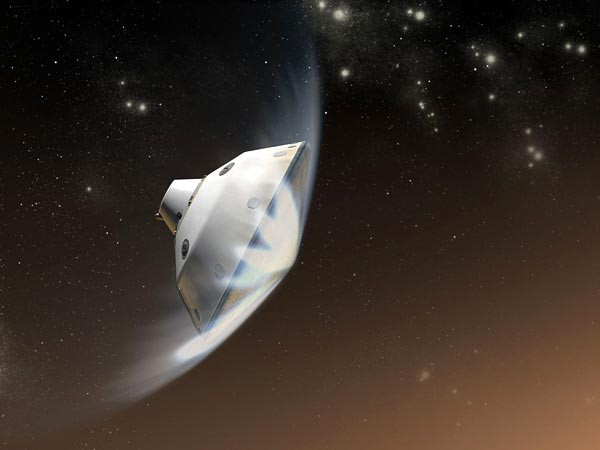 3. Bước đột phá Dưới sức ép giữa trường nhiệt độ thấp hơn và cao hơn, Curiosity được phóng lên sao Hỏa với vận tốc 21,200km/h. Sự tác động này tạo ra rất nhiều lực ma sát và thiết bị giảm ma sát sẽ giảm 90% lực ma sát trước khi tàu mở dù với tốc độ 130km/h ở môi trường nhiệt độ thấp. 3. Bước đột phá Dưới sức ép giữa trường nhiệt độ thấp hơn và cao hơn, Curiosity được phóng lên sao Hỏa với vận tốc 21,200km/h. Sự tác động này tạo ra rất nhiều lực ma sát và thiết bị giảm ma sát sẽ giảm 90% lực ma sát trước khi tàu mở dù với tốc độ 130km/h ở môi trường nhiệt độ thấp.