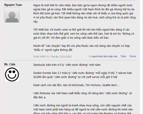 Nhận xét của CEO Trung Nguyên - Đặng Lê Nguyên Vũ về Starbucks“Họ không bán cà phê, mà đang bán nước có mùi cà phê pha với đường” bị cộng đồng mạng phản ứng gay gắt.