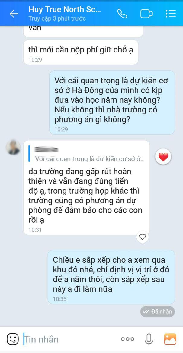 Nhân viên tư vấn của True North School khẳng định, trường vẫn đang xây dựng đúng tiến độ. Trong trường hợp khác cũng sẽ có phương án dự phòng. Ảnh: Trung Dũng
