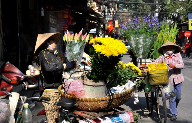 Hoa tươi tràn ngập các con phố đón Xuân về. Hoa tươi tràn ngập các con phố đón Xuân về.