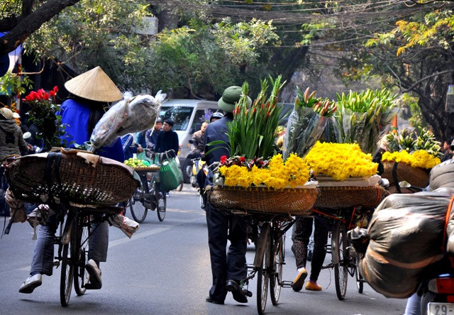 Trong những ngày áp Tết này, những “xe chở hoa di động” cũng luôn có mặt trên các con phố của Thủ đô. Trong những ngày áp Tết này, những “xe chở hoa di động” cũng luôn có mặt trên các con phố của Thủ đô.