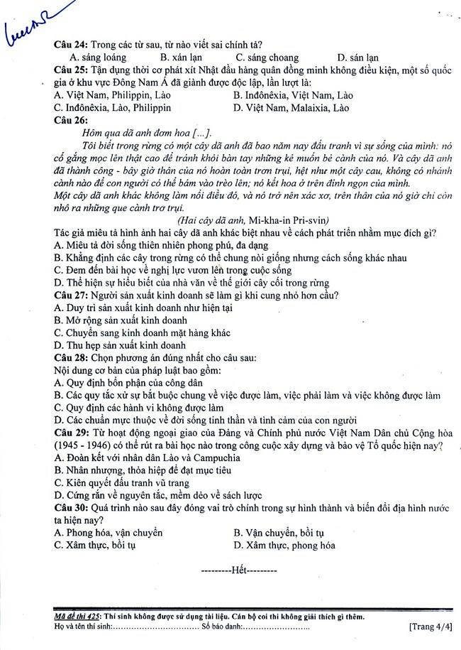 Đề thi Trắc nghiệm môn thi Năng khiếu Báo chí thi vào Học viện Báo chí và Tuyên truyền năm 2017 Đề thi Trắc nghiệm môn thi Năng khiếu Báo chí thi vào Học viện Báo chí và Tuyên truyền năm 2017