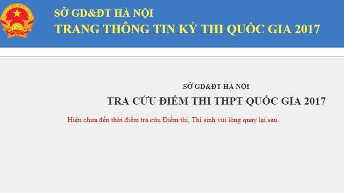 Chiều mai (6/7), học sinh Hà Nội có thể tra cứu điểm thi quốc gia (Ảnh chụp màn hình) Chiều mai (6/7), học sinh Hà Nội có thể tra cứu điểm thi quốc gia (Ảnh chụp màn hình)