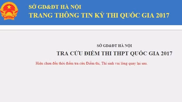 Chiều mai (6/7), học sinh Hà Nội có thể tra cứu điểm thi quốc gia (Ảnh chụp màn hình)