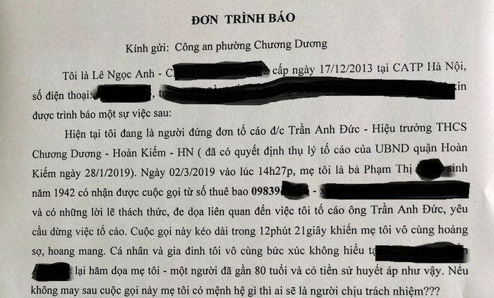 Gia hạn thụ lý tố cáo vụ tố Hiệu trưởng, mẹ già 80 tuổi bị gọi điện đe dọa ảnh 2