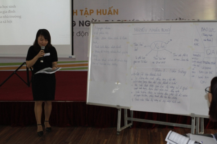 Các thầy cô chia sẻ với nhau về suy nghĩ và phương pháp hạn chế bạo lực học đường (ảnh Trinh Phúc). Các thầy cô chia sẻ với nhau về suy nghĩ và phương pháp hạn chế bạo lực học đường (ảnh Trinh Phúc).