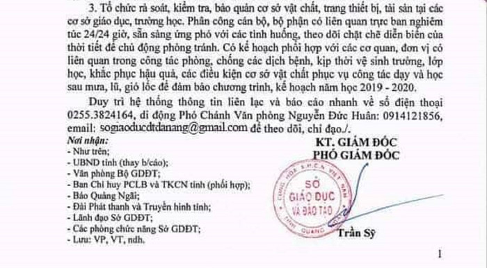 Công văn giả mạo sở giáo dục Đà Nẵng xuất hiện trên mạng xã hội. Ảnh: AN Công văn giả mạo sở giáo dục Đà Nẵng xuất hiện trên mạng xã hội. Ảnh: AN