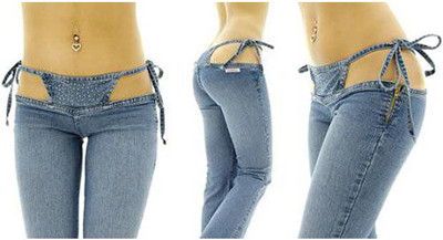 14.Hãng thời trang của Nhật thiết kế quần jeans cạp trễ gắn liền bikini.