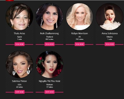 Tên Hoa hậu Thu Hoài xuất hiện trên website chính thức của cuộc thi